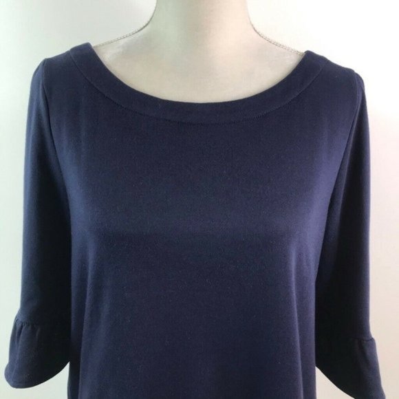 ModCloth- Jewel Neck 3/4 Ruffle Hem Top - Picture 2 of 9